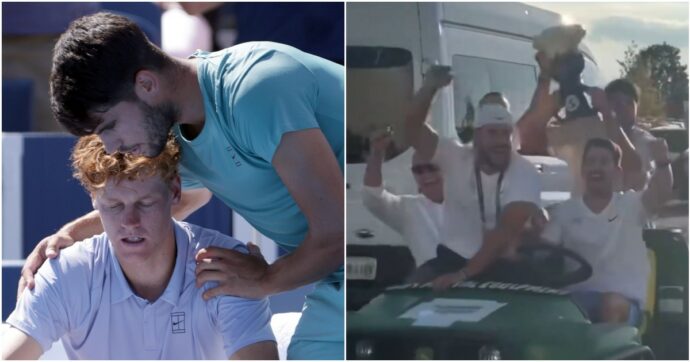 Prima l’abbraccio in campo, poi la festa: Alcaraz si gode la vittoria a Cincinnati e i tifosi di Sinner lo attaccano sui social