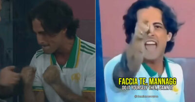 Copertina di L’esultanza per il gol della Roma, poi la ‘lite’ a fine partita: lo ‘show’ di Damiano David all’Olimpico è virale