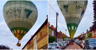 Copertina di “Atterraggio d’emergenza di una mongolfiera tra le strade di una cittadina inglese”: il video che ha fatto il giro del web