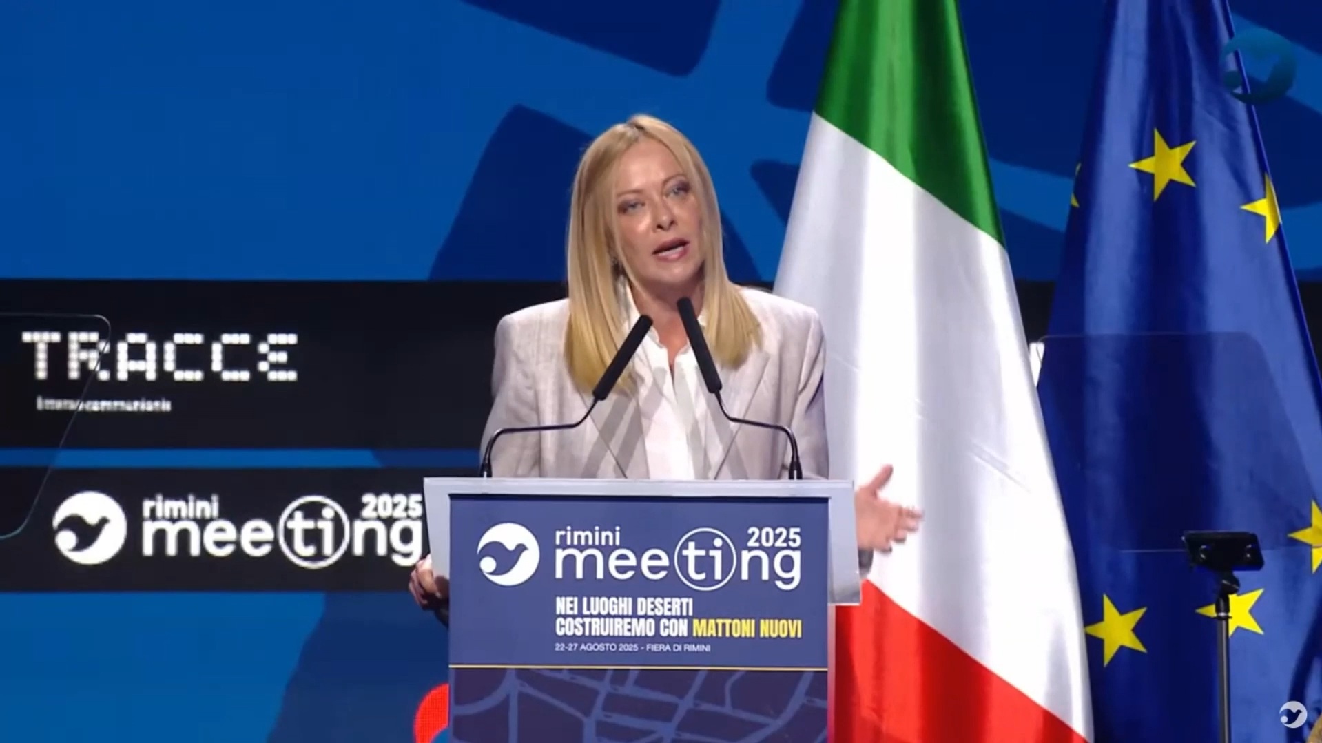 meloni al meeting di rimini israele fermi gli attacchi a gaza condanniamo l8217inaccettabile uccisione di giornalisti 8211 video