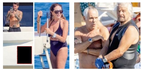 Fedez in barca con Daniela Santanché e Ignazio La Russa, Beppe Grillo assieme a Panariello: le paparazzate di Chi Fedez in barca con Daniela Santanché e Ignazio La Russa, Beppe Grillo assieme a Panariello: le paparazzate di Chi