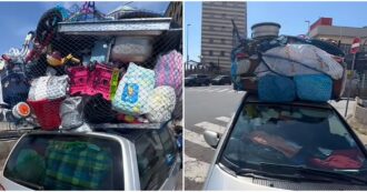 Copertina di Un’auto sovraccarica attraversa l’Italia per arrivare fino a Genova e diventa virale – IL VIDEO