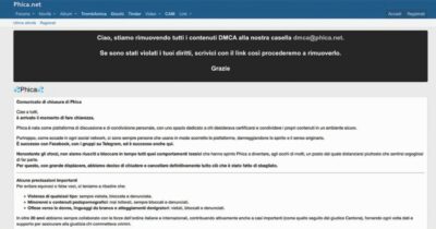 Copertina di Il sito Phica.eu chiude: “Spirito tradito, rimuoviamo i contenuti”