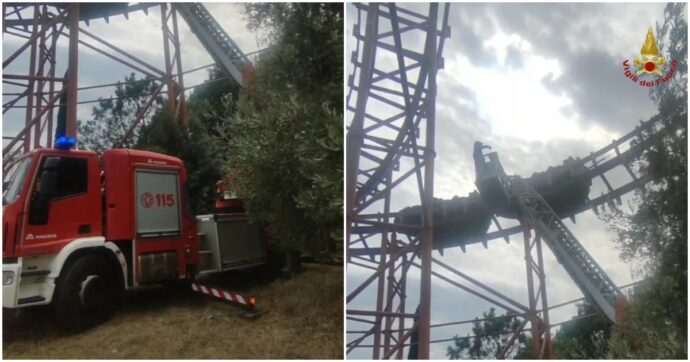 Paura a Cinecittà World, problema tecnico alle montagne russe: 15 persone bloccate a 20 metri d’altezza, 4 sono minori