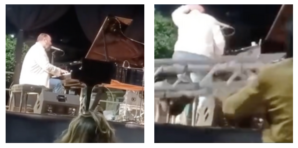 Tragedia sfiorata al concerto di Raphael Gualazzi: il cantante evita in pochi secondi che una struttura di ferro gli cada addosso – VIDEO Tragedia sfiorata al concerto di Raphael Gualazzi: il cantante evita in pochi secondi che una struttura di ferro gli cada addosso – VIDEO