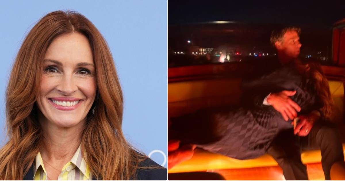 “È il momento più romantico del Festival”: la foto di Julia Roberts in braccio al marito Danny Moder a Venezia è virale