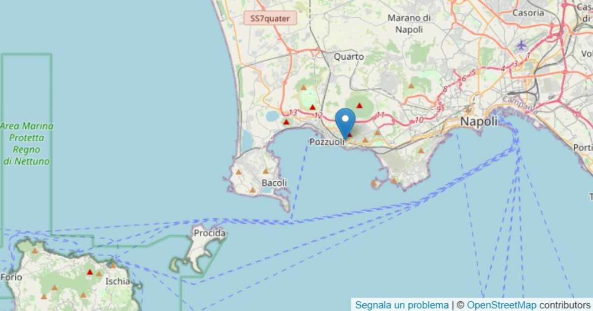 nuovo sciame sismico ai campi flegrei registrata scossa di magnitudo 40 a sud est di pozzuoli