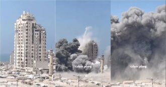 Copertina di Gaza City, l’esercito israeliano rade al suolo la Mushtaha Tower: il momento dell’esplosione