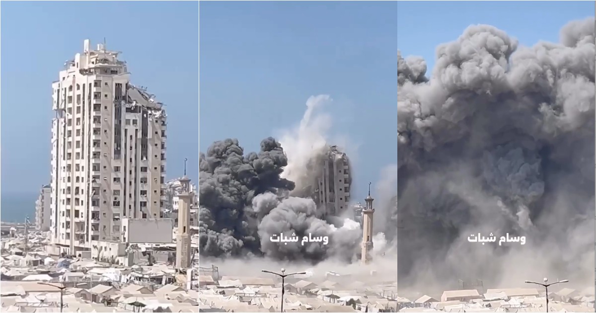 Gaza City, l’esercito israeliano rade al suolo la Mushtaha Tower: il momento dell’esplosione Gaza City, l’esercito israeliano rade al suolo la Mushtaha Tower: il momento dell’esplosione