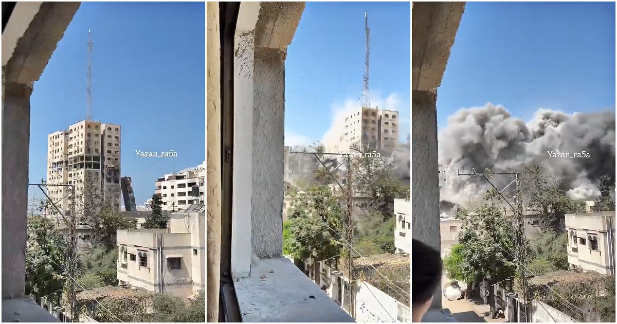 Gaza City, raso al suolo un altro palazzo: l’esercito israeliano distrugge la torre Al Sousi