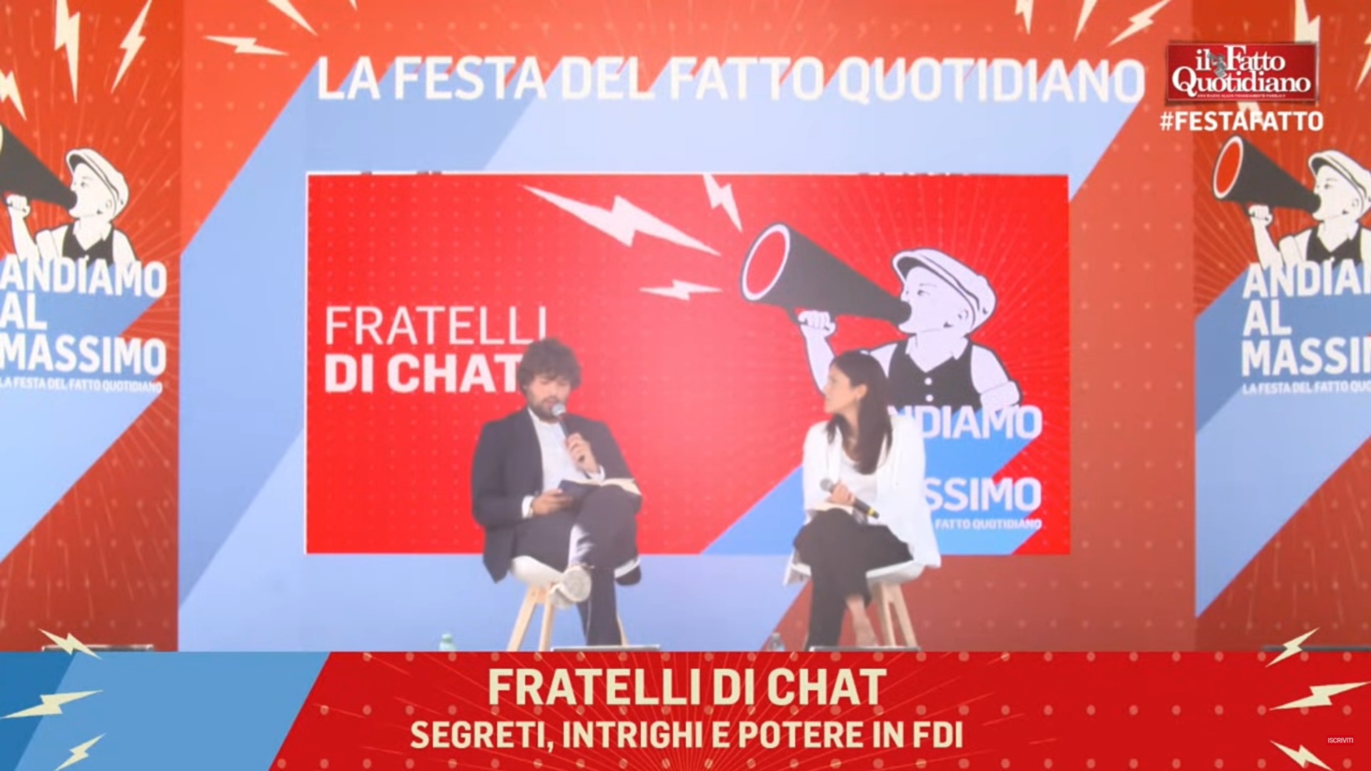 Festa del Fatto Quotidiano, rivedi la presentazione di “Fratelli di chat”: il libro su FdI con Giacomo Salvini e Martina Castigliani Festa del Fatto Quotidiano, rivedi la presentazione di “Fratelli di chat”: il libro su FdI con Giacomo Salvini e Martina Castigliani