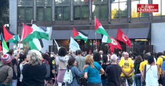 Copertina di Gaza, protesta di fronte alla sede di Leonardo: “Ha le mani sporche di sangue”. Noury: “Assicurare alla giustizia Netanyahu”