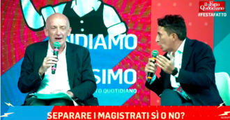 Copertina di Il viceministro Sisto alla festa del Fatto, botta e risposta con Pipitone: “Falcone favorevole alla separazione delle carriere”. “E Gelli?”