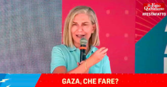 Copertina di Elena Basile alla festa del Fatto: “Da Israele politica mafiosa e terrorista. L’Occidente è complice del genocidio a Gaza”