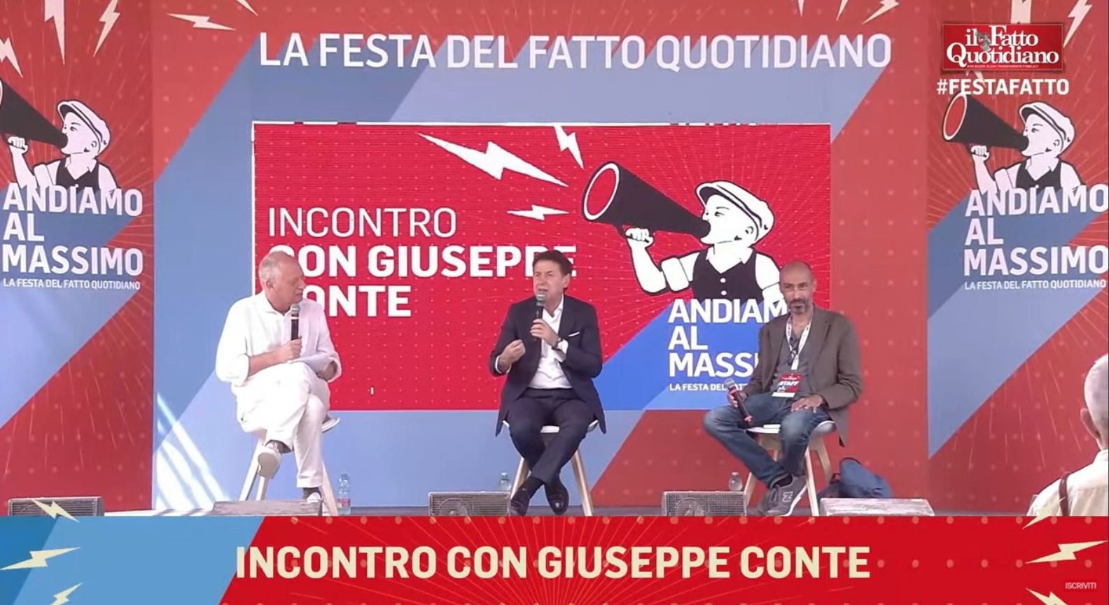 Festa del Fatto Quotidiano, l’intervista a Giuseppe Conte di Gomez e De Carolis: rivedi l’integrale
