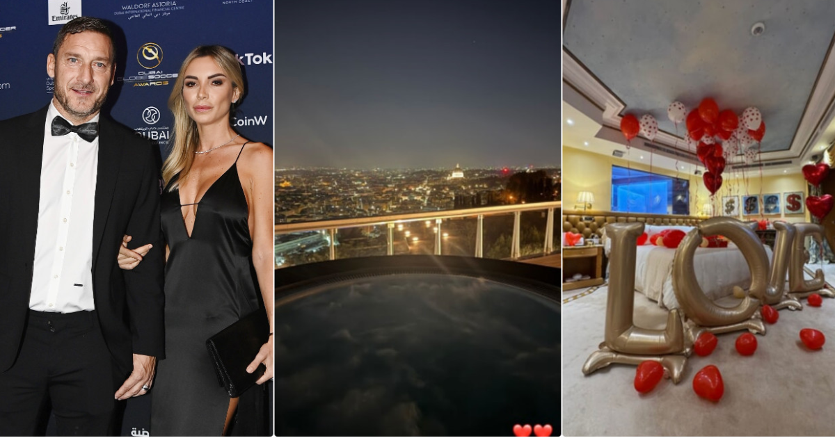 “Hotel a 5 stelle con vista su Roma, cena romantica e regalo da capogiro”: Francesco Totti e la sorpresa a Noemi Bocchi per il terzo anniversario d’amore “Hotel a 5 stelle con vista su Roma, cena romantica e regalo da capogiro”: Francesco Totti e la sorpresa a Noemi Bocchi per il terzo anniversario d’amore