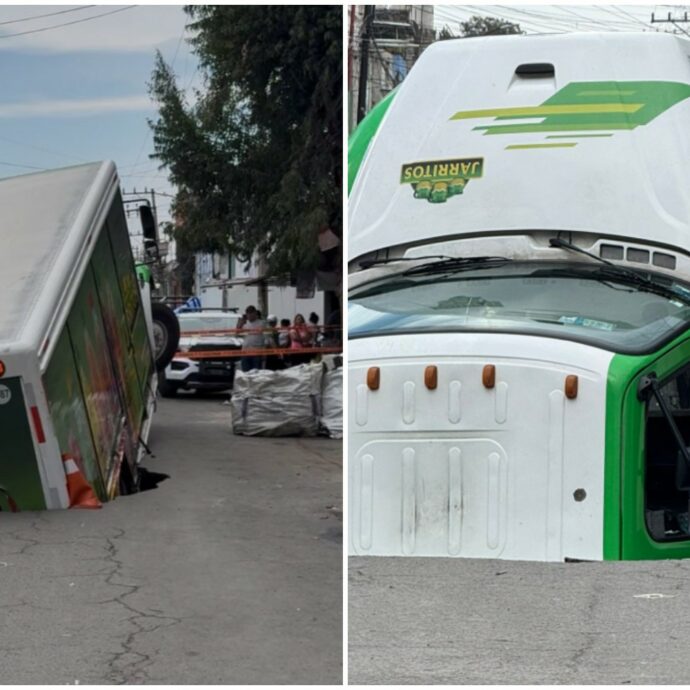 Camion delle bibite inghiottito in una voragine di 8 metri: il video dell’incidente in Messico è virale