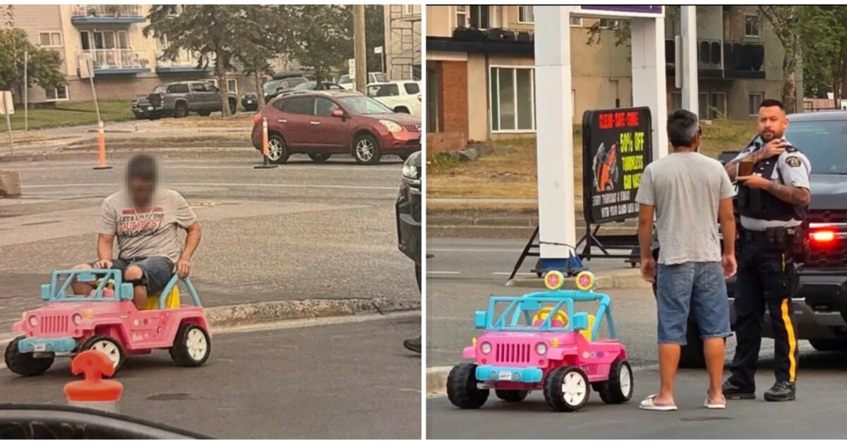 “Ero troppo stanco per camminare fino al supermercato”: ubriaco guida una Jeep giocattolo e gira nel traffico a 5km/h, arrestato