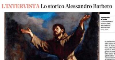 Copertina di Sul Fatto Quotidiano in edicola: intervista ad Alessandro Barbero su San Francesco
