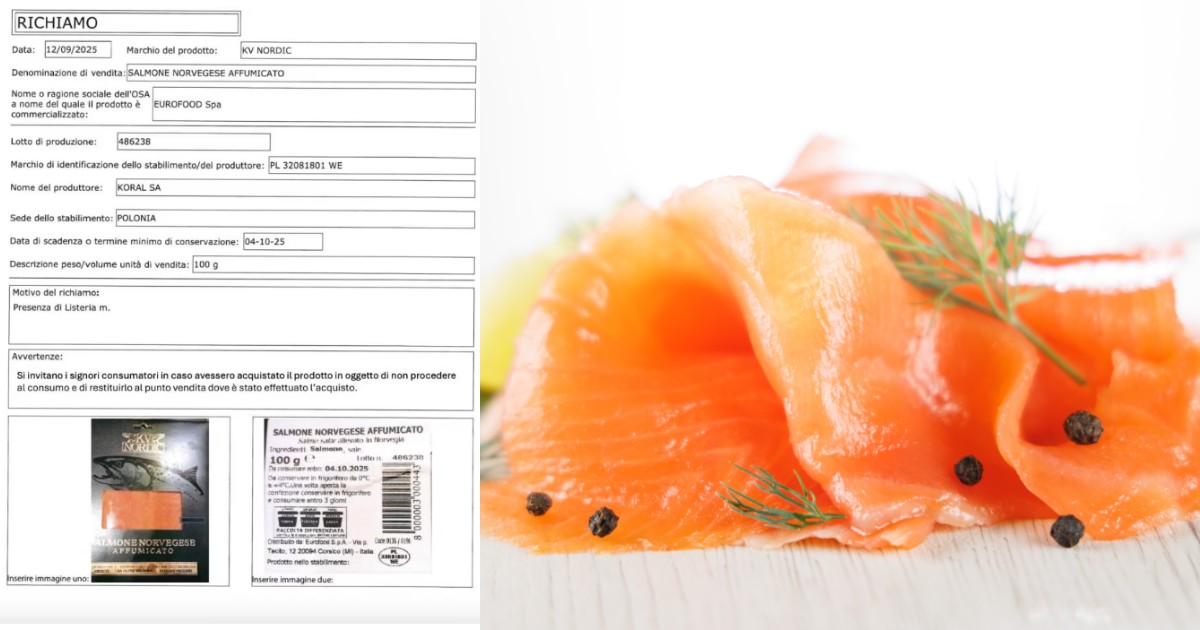 Allarme listeria nel salmone norvegese affumicato: il Ministero della Salute ritira dal mercato un lotto a marchio KV Nordic