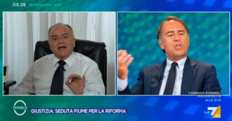 Copertina di Scontro Cangini-Gratteri. “Lei ha troppa visibilità”. “Mi preoccupa che lei voglia una magistratura debole”. Su La7