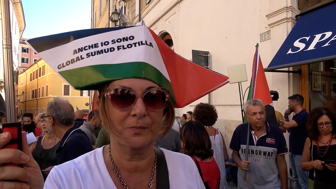 Sciopero della Cgil per Gaza, la manifestazione a Montecitorio: “Stop al genocidio e agli accordi militari Italia Israele”