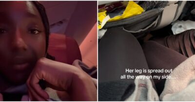 Copertina di “Non volerò mai più in economy. L’anziana seduta accanto a me prima ha invaso il mio spazio, poi mi ha minacciato con il coltello”: il video viaggio da incubo è virale su TikTok