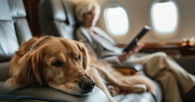 Copertina di “Cani in aereo solo vicino al finestrino e mai vicino alle uscite di sicurezza, zone ‘cuscinetto’ per chi ha allergie o non gradisce la loro vicinanza”: le regole dall’Enac