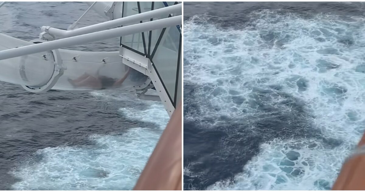 “Mi sembra di soffocare solo a guardare”: passeggera resta bloccata sullo scivolo della crociera e il video fa milioni di visualizzazioni su TikTok
