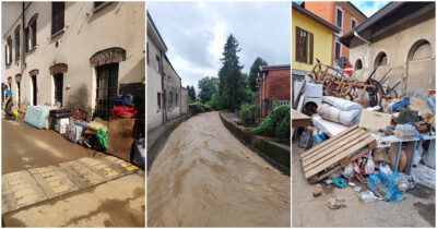 Copertina di Brianza, il paese di Cabiate devastato dall’alluvione: famiglie evacuate e negozi chiusi. “Mai visto niente di simile”