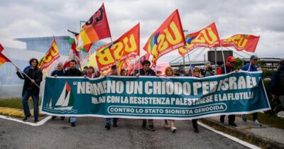 Copertina di Presìdi in tutta Italia per Gaza. A Malpensa bloccato lo scalo Cargo: “Da qui partono le armi per Israele”