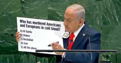 Copertina di Netanyahu all’Onu invita i presenti a fare un quiz. E poi dice: “Molti leader critici ci lodano in privato”
