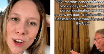 Copertina di “Ho prenotato 300 camere per gli ospiti del mio matrimonio in una nota catena di hotel, all’ultimo momento me le hanno disdette tutte”: la storia della sposa Emily Campeas diventa virale