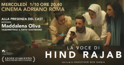 Copertina di “La voce di Hind Rajab”: mercoledì 1 ottobre a Roma la proiezione speciale con il Fatto Quotidiano e Francesca Albanese