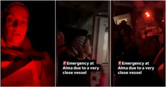 Copertina di Flotilla, alle 3 di notte la sirena dell’emergenza su Alma: “Una nave è molto vicina a noi” – Video