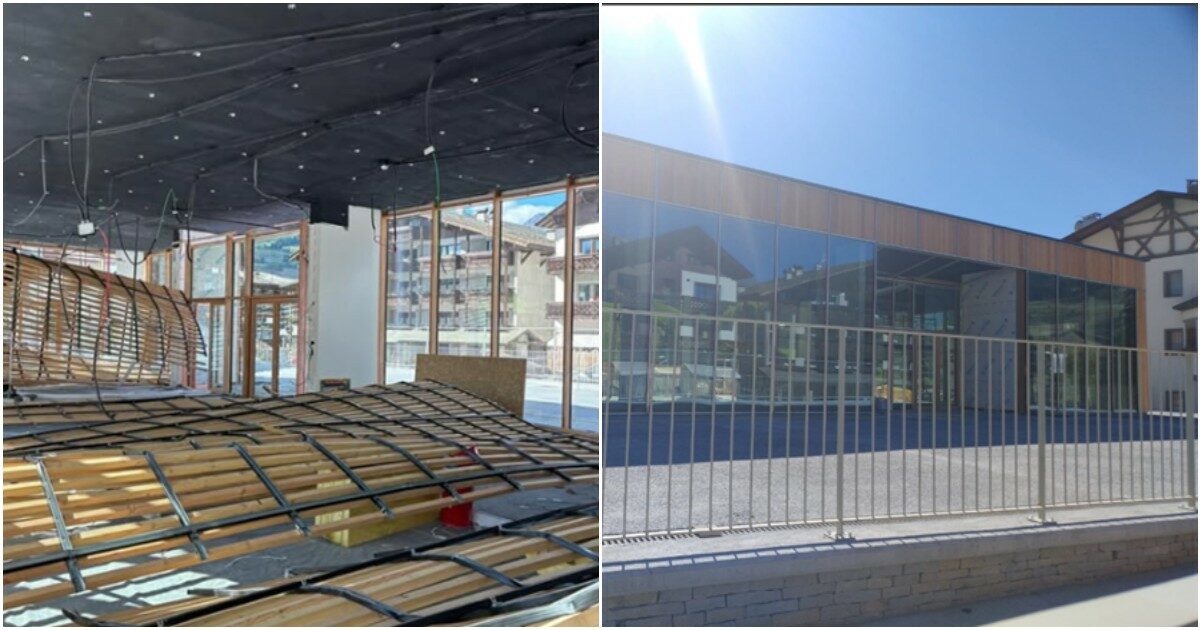 olimpiadi crolla il controsoffitto dello ski stadium di bormio durante l8217installazione nessun operaio ferito