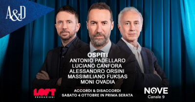Copertina di Padellaro, Canfora, Orsini, Ovadia e Fuksas ospiti di Luca Sommi ad Accordi&Disaccordi, sabato 4 ottobre. Con Travaglio e Scanzi