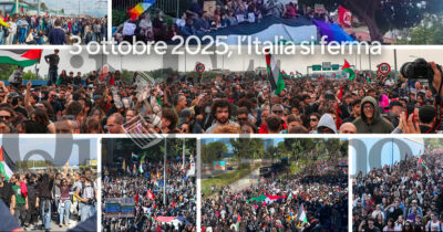 Copertina di Lo sciopero generale ferma l’Italia: “Due milioni nelle piazze”. Da Roma a Isernia, l’onda contro il silenzio sul genocidio a Gaza