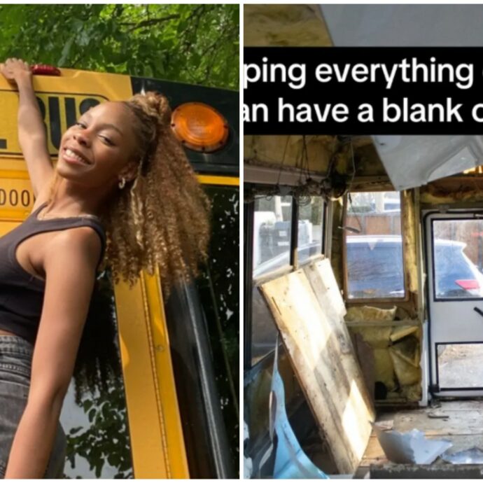 “Ero stanca di pagare affitti alti, così ho comprato uno scuolabus giallo e ora posso vivere lì, vado ovunque e guardate il mio letto”: i video di Dani Danielion da 22,9 milioni di visualizzazioni