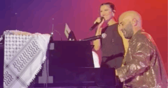 Copertina di “Grazie alla Flotilla, l’umanità è ancora possibile”: Negramaro in concerto al Forum “Free Palestine”. Elisa arriva sul palco con la kefiah – IL VIDEO