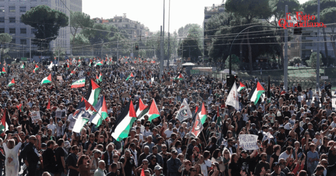 Manifestazione a Roma, marea umana per Gaza: “Siamo un milione”. A corteo finito, guerriglia degli antagonisti