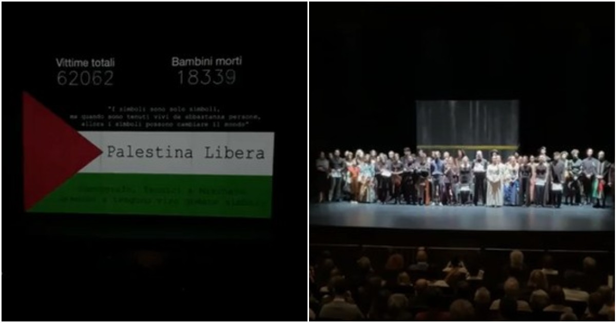 “Su Gaza deploverole l’indifferenza dell’Italia”: la denuncia degli studenti del conservatorio di Trento prima del Rigoletto