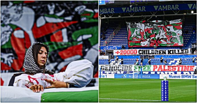 Cori, striscioni e citazione del Guernica di Picasso: così in Spagna negli stadi di calcio i tifosi denunciano l’orrore di Gaza