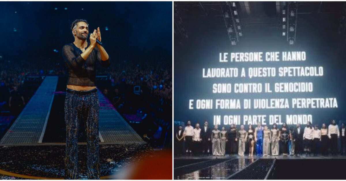 le persone che hanno lavorato a questo spettacolo sono contro il genocidio il messaggio per gaza di marco mengoni al termine del concerto