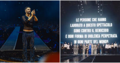 Copertina di “Le persone che hanno lavorato a questo spettacolo sono contro il genocidio”: il messaggio per Gaza di Marco Mengoni al termine del concerto