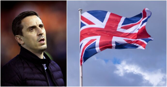 “Toglietela”: Gary Neville fa rimuovere la “Union Jack” e diventa un caso nazionale. “Licenziatelo”, “Quando giocavi non avevi problemi”