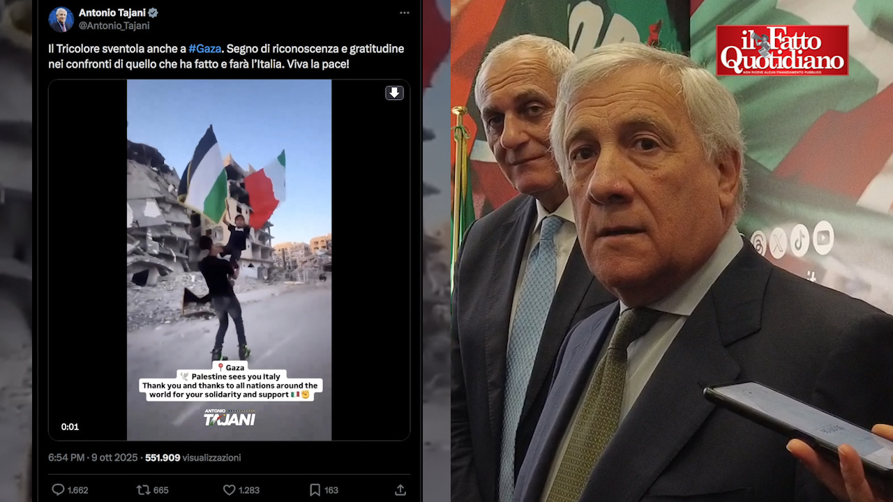 Tajani: “Video con la bandiera italiana sui miei social? Non credo che la tregua a Gaza sia stata raggiunta grazie alle manifestazioni” Tajani: “Video con la bandiera italiana sui miei social? Non credo che la tregua a Gaza sia stata raggiunta grazie alle manifestazioni”