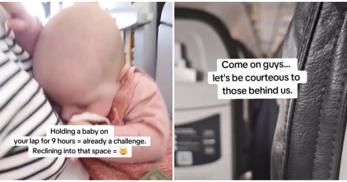 dovrebbe essere illegale reclinare il sedile in aereo quando dietro c8217232 qualcuno con un neonato in braccio lo sfogo della mamma 232 virale su tiktok