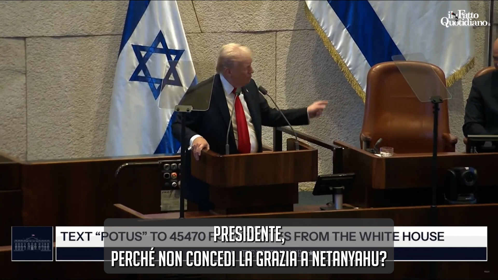 Trump alla Knesset si rivolge a Herzog: “Presidente, perché non concede la grazia a Netanyahu?”