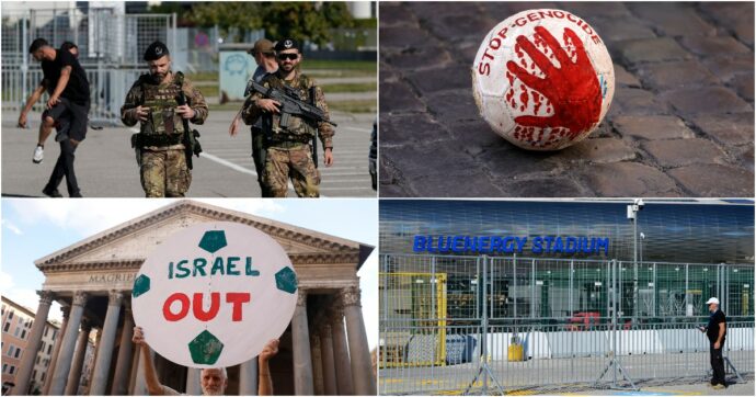 Diecimila persone al corteo, blocchi di cemento attorno allo stadio e hotel delle squadre blindati: è il giorno di Italia-Israele